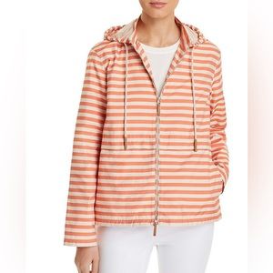 NWT Lafayette 148 New York VITALITY STRIPES HOODIE JACKET IN PEACH ROSE MULTI